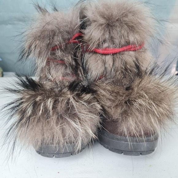 Aquatalia Lilaana Boots Womens 7.5 Brown Suede Fur Lace Up Italy Hike Winter - Picture 6 of 16